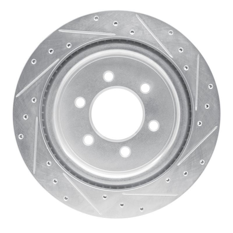 Ford F-150 Brake Rotor (1) - Rear Left - R1 Concepts - Drilled & Slotted - Silver - `21-`25